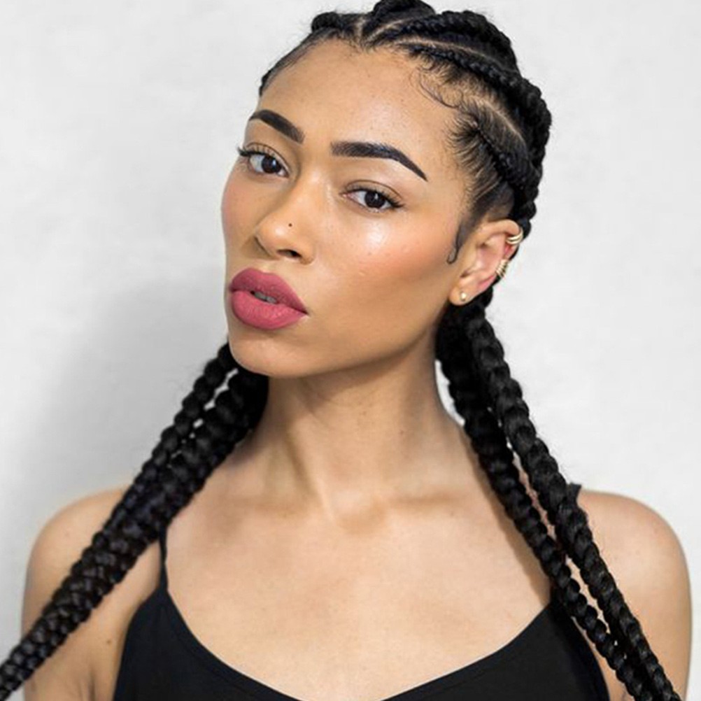 2Pcs Black Synthetic Ponytail Extension Easy to Wear for Events and Cosplay