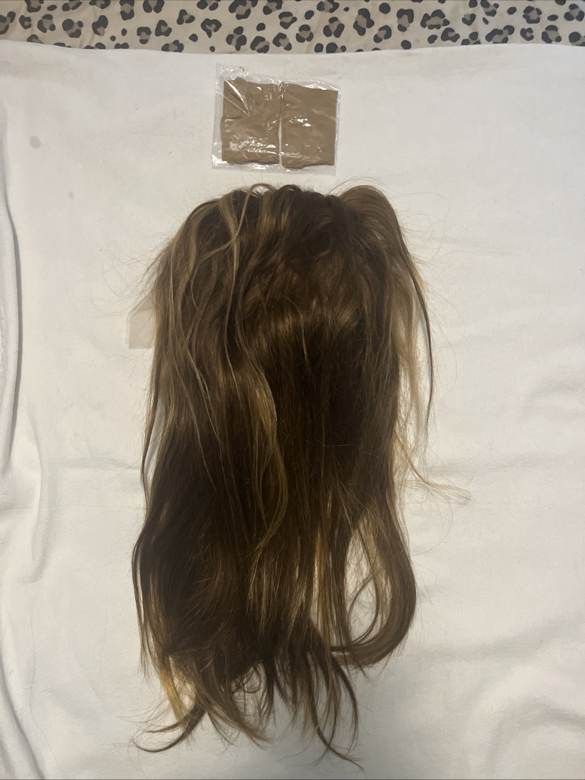 New In Net And Bag, 18” Human Hair Fullwig With Lace Front Med, Brown W/hilights
