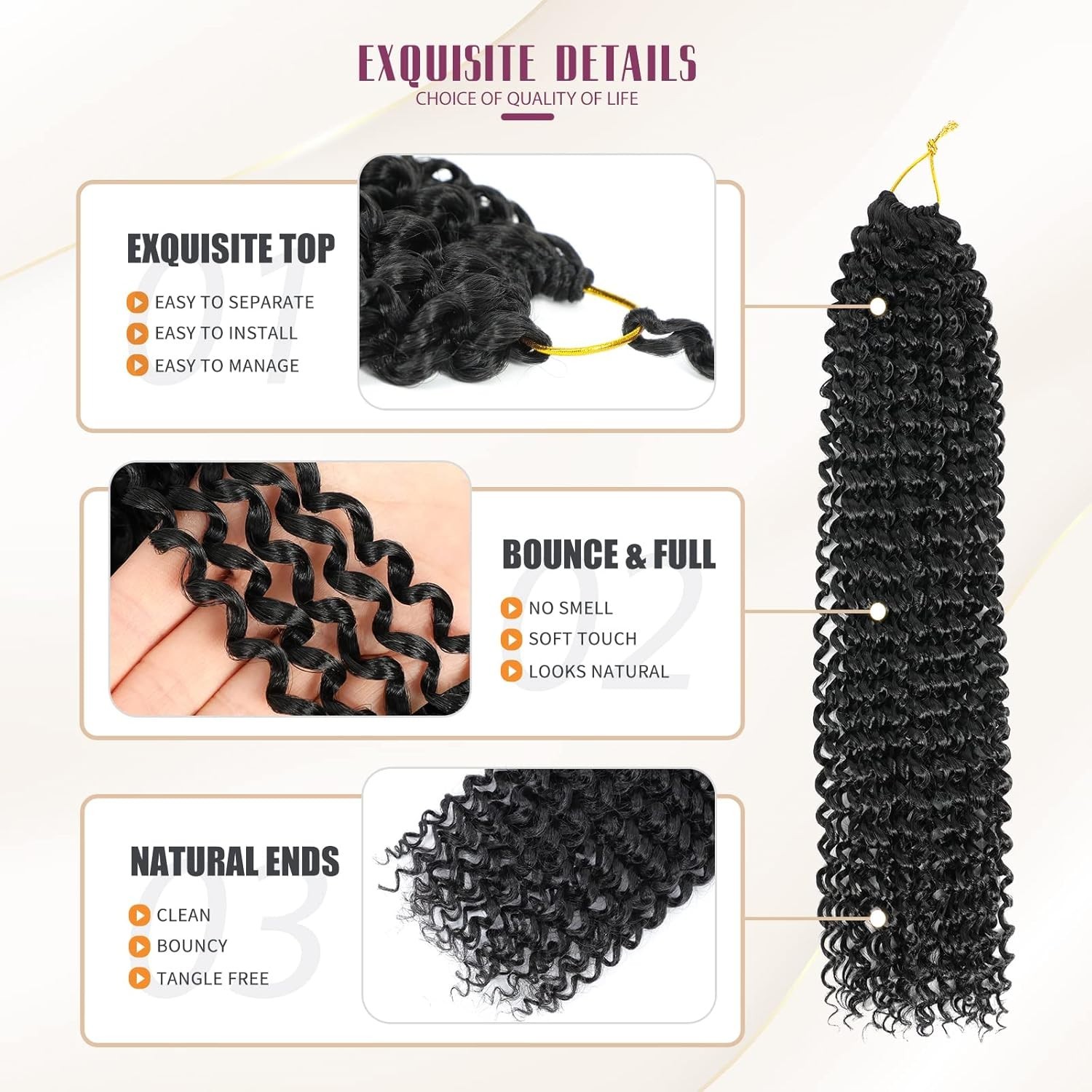 Water Wave Crochet Hair for Black Women, Long Bohemian Braiding Hair for Boho…