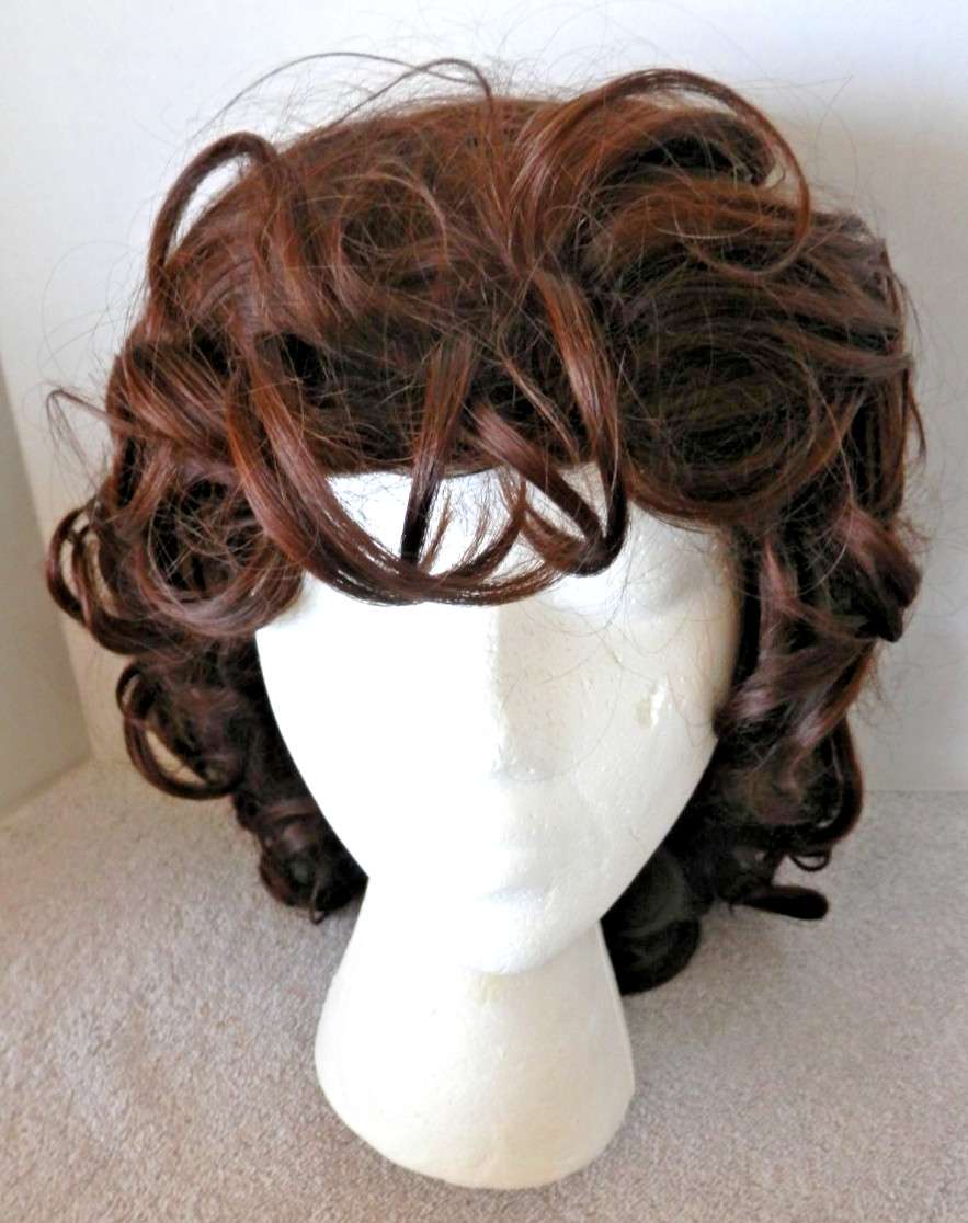 Vintage Elura 100% Monsanto Dark Brown Curly Shoulder Length Woman’s Wig