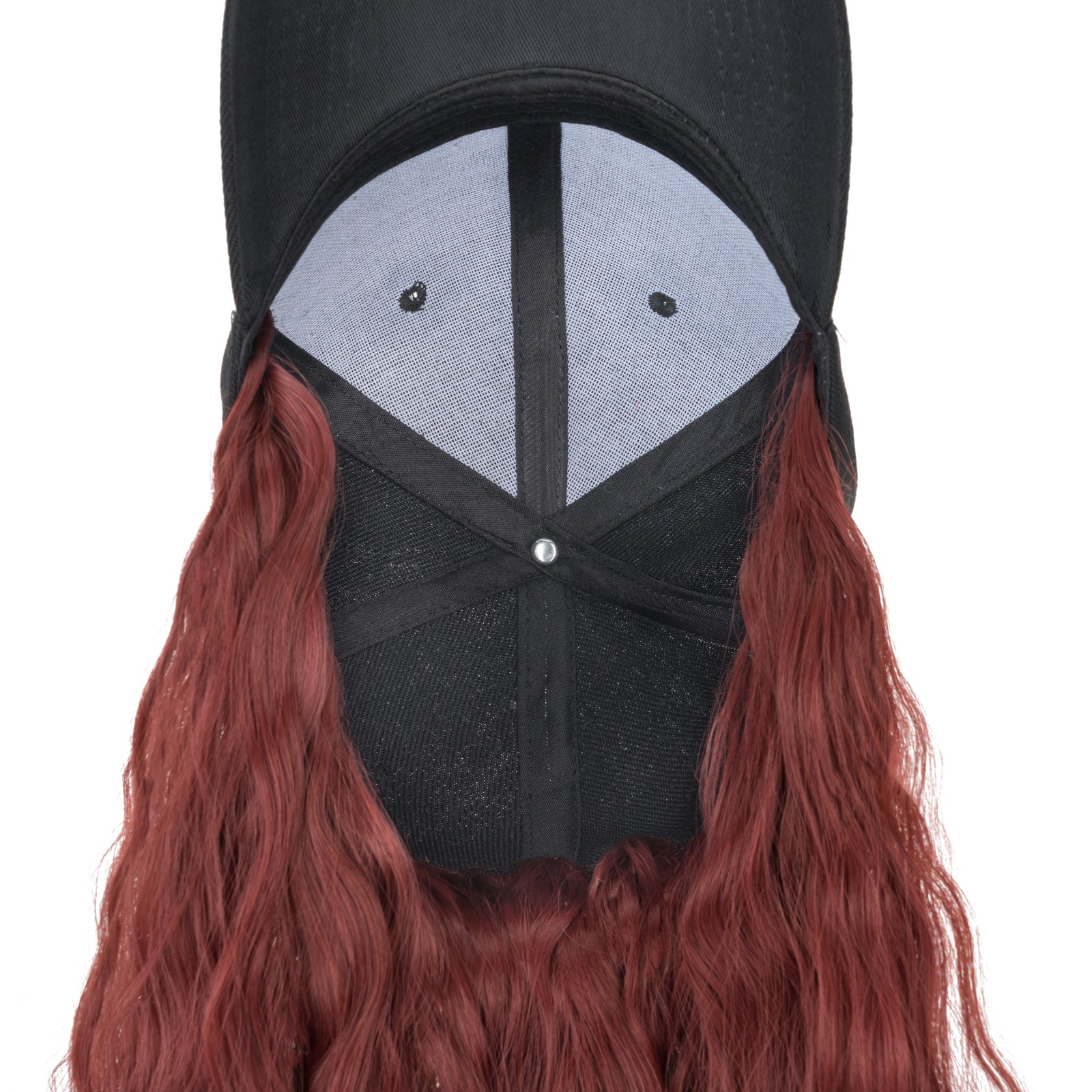 Instant Style Long Curly Cap Wig Adjustable Baseball Hat with Attached Hair