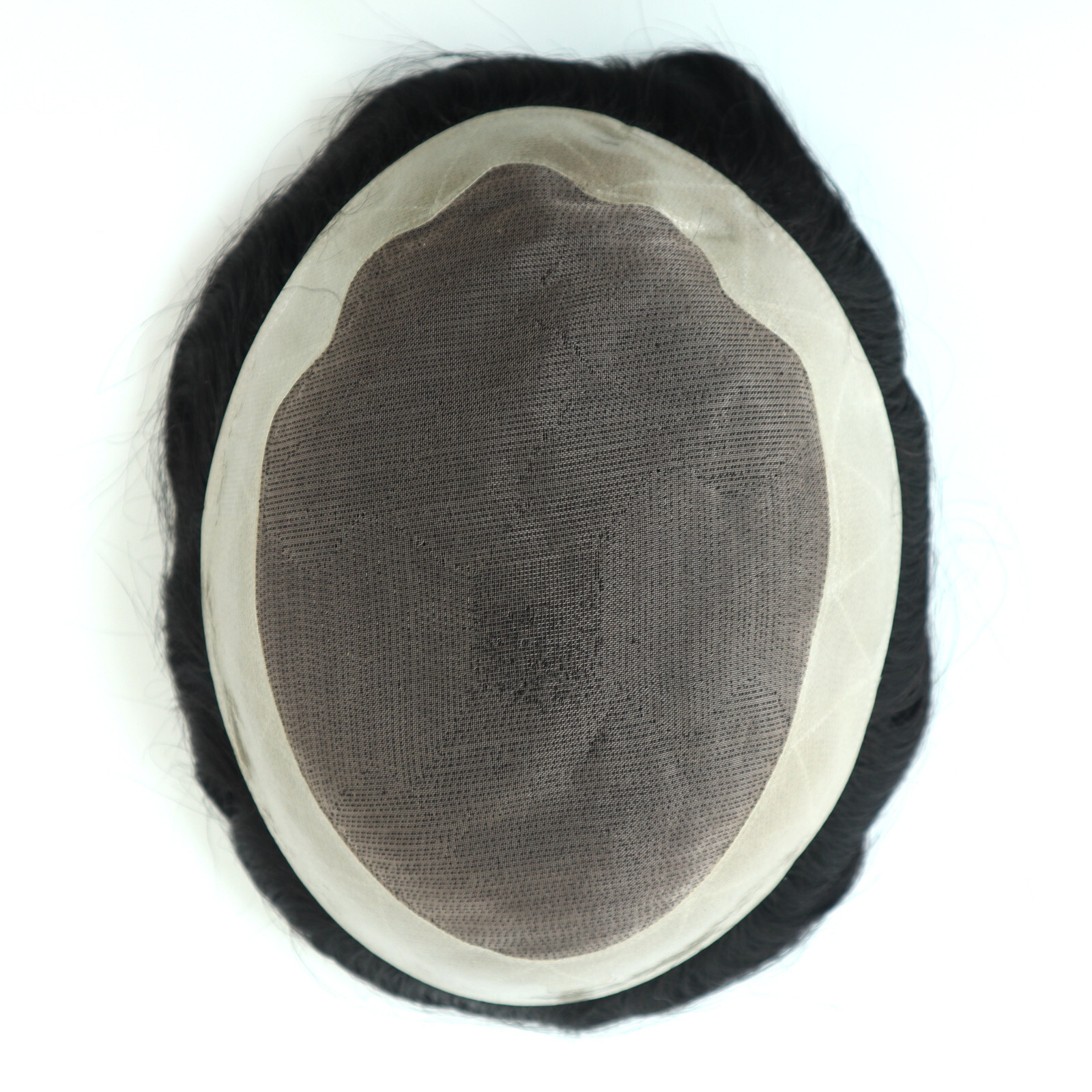 Mens Toupee Human Hair Replacement Fine Mono Poly Skin System Black Hair Pieces
