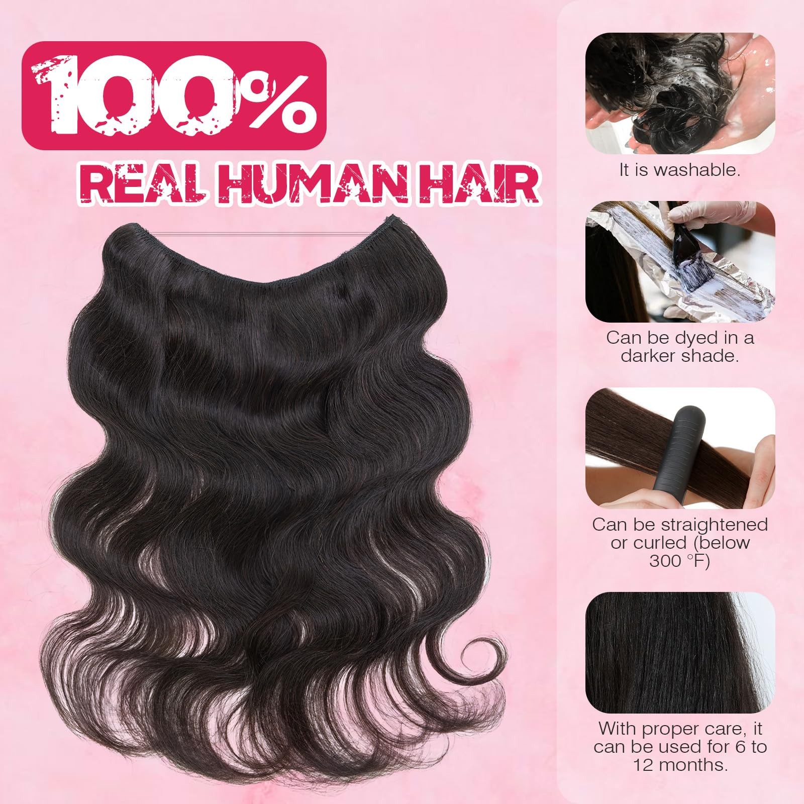 Halo Hair Extensions Real Human Hair My-Lady Adjustable Halo Extensions Real