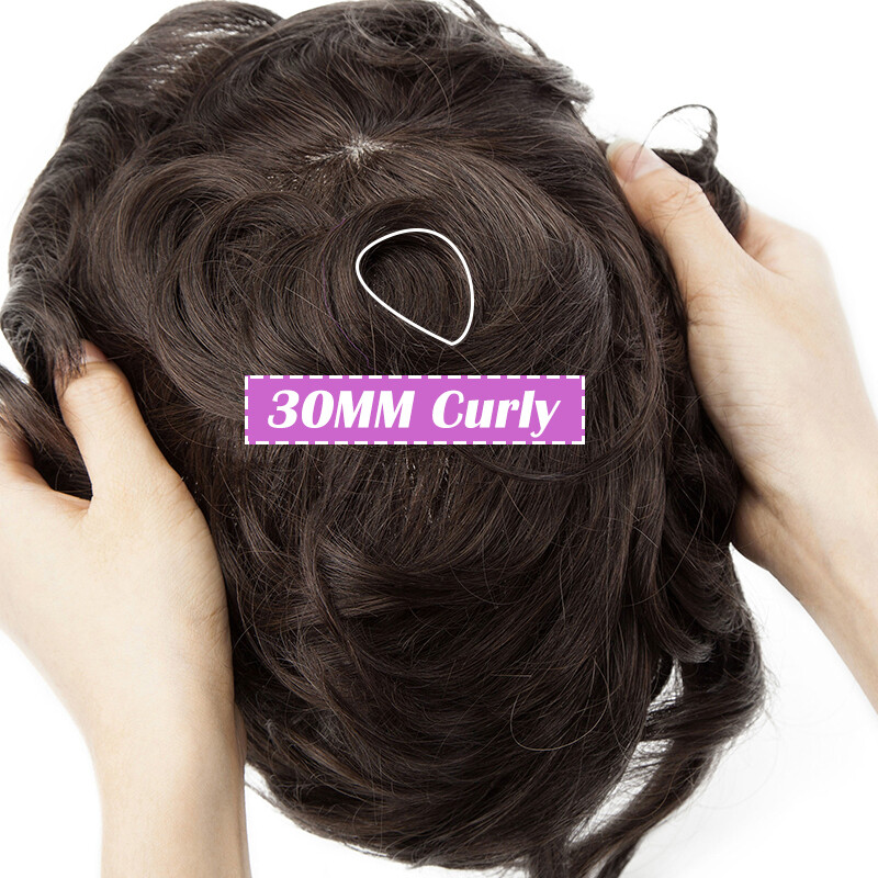 Full Poly Skin Mens Toupee PU Remy Human Hair System Replacement Wigs for Men US