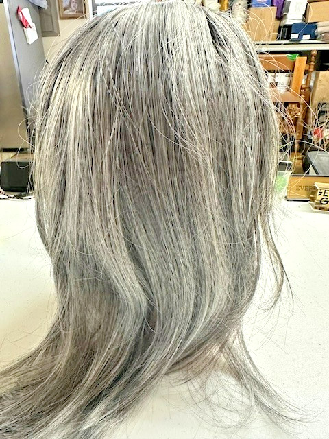Women Cosplay Costume Gray Silver White Straight Wig Shoulder Length Hair