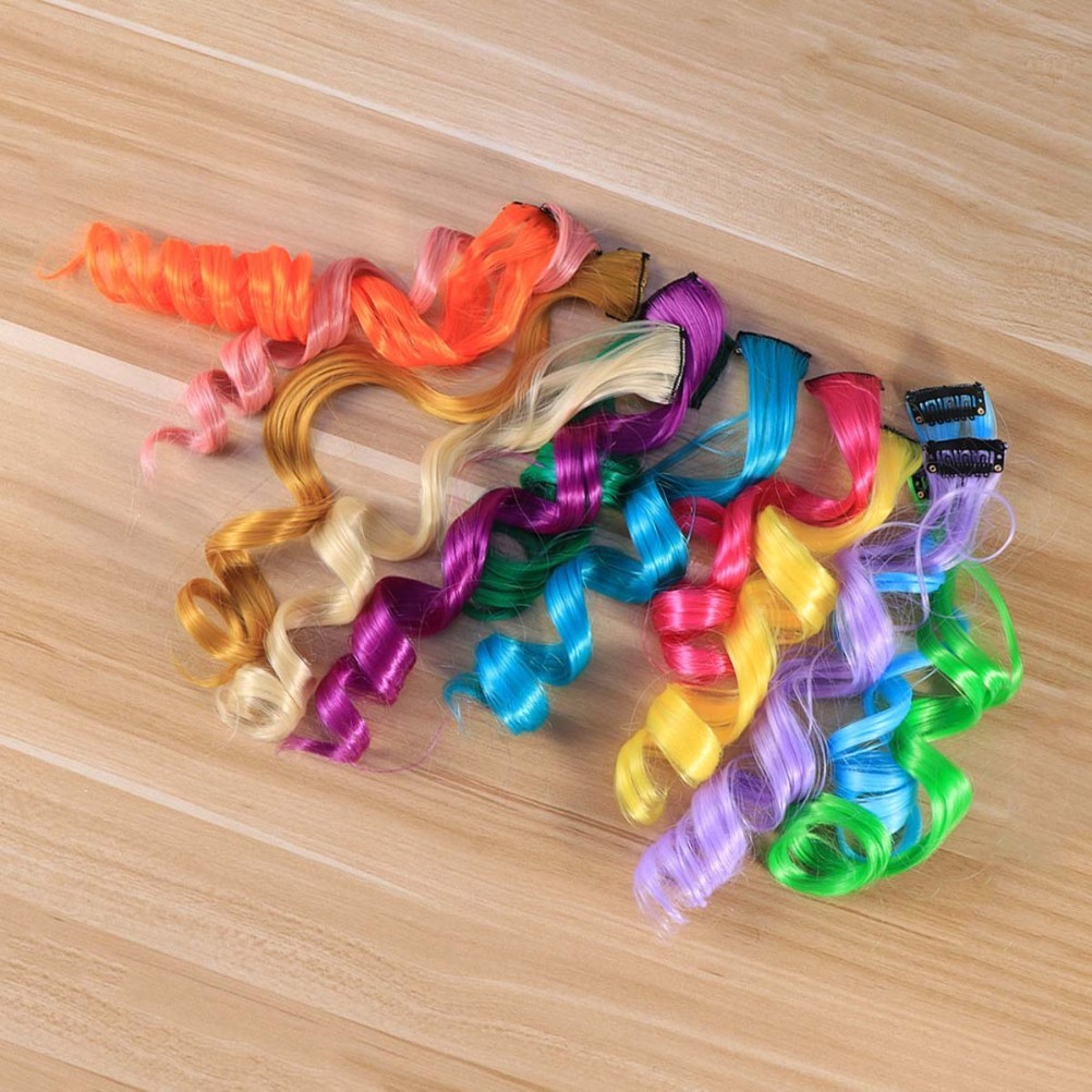 12Pcs Reusable Hair Extensions Clip Colored Assorted Hair Pieces for Daily Use