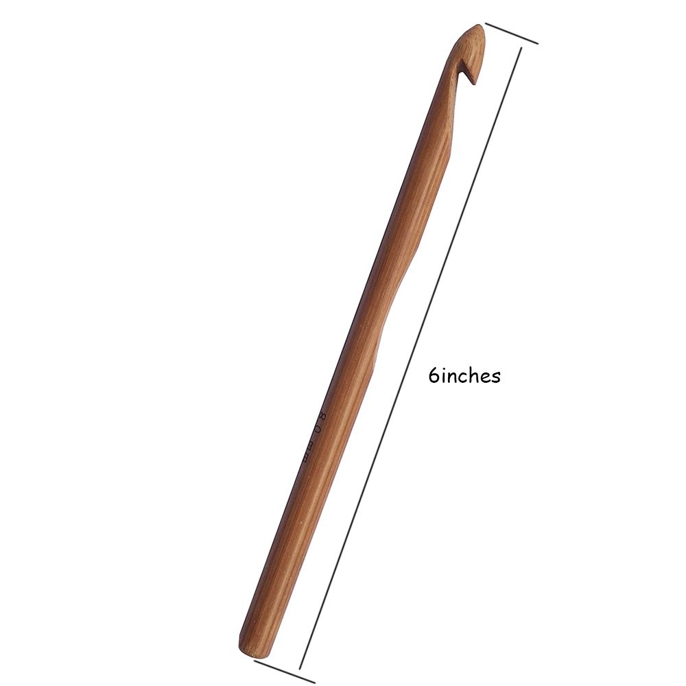 12pcs 6″ Bamboo Crochet Hooks Needle Knitting 3.0mm to 10.0mm, Brown