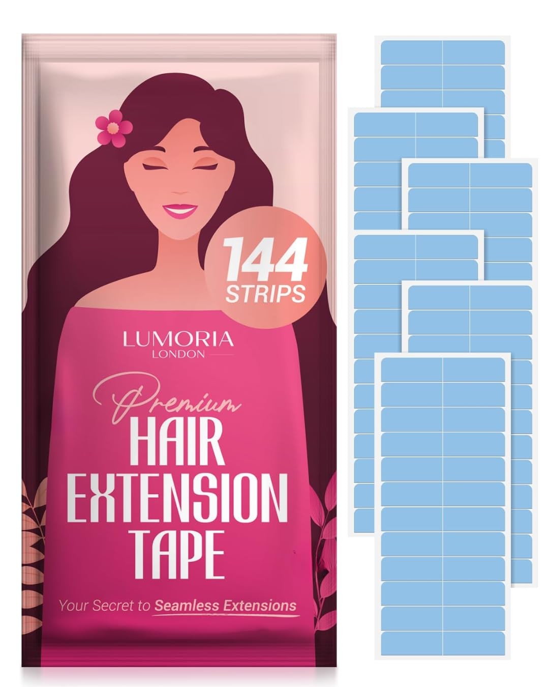 Hair Extension Tape (144 Tabs) Hair Tape for Hair Extensions, Tape in Tape Re…