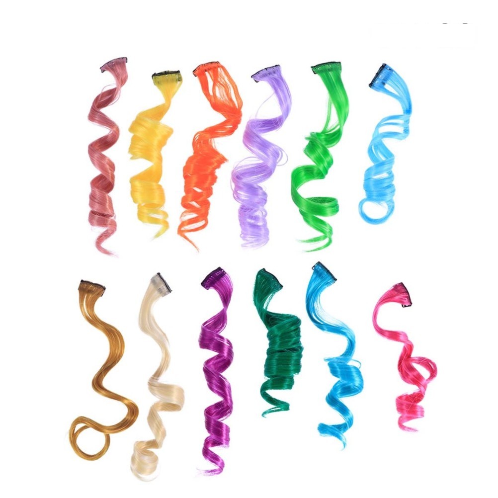 12Pcs Reusable Hair Extensions Clip Colored Assorted Hair Pieces for Daily Use