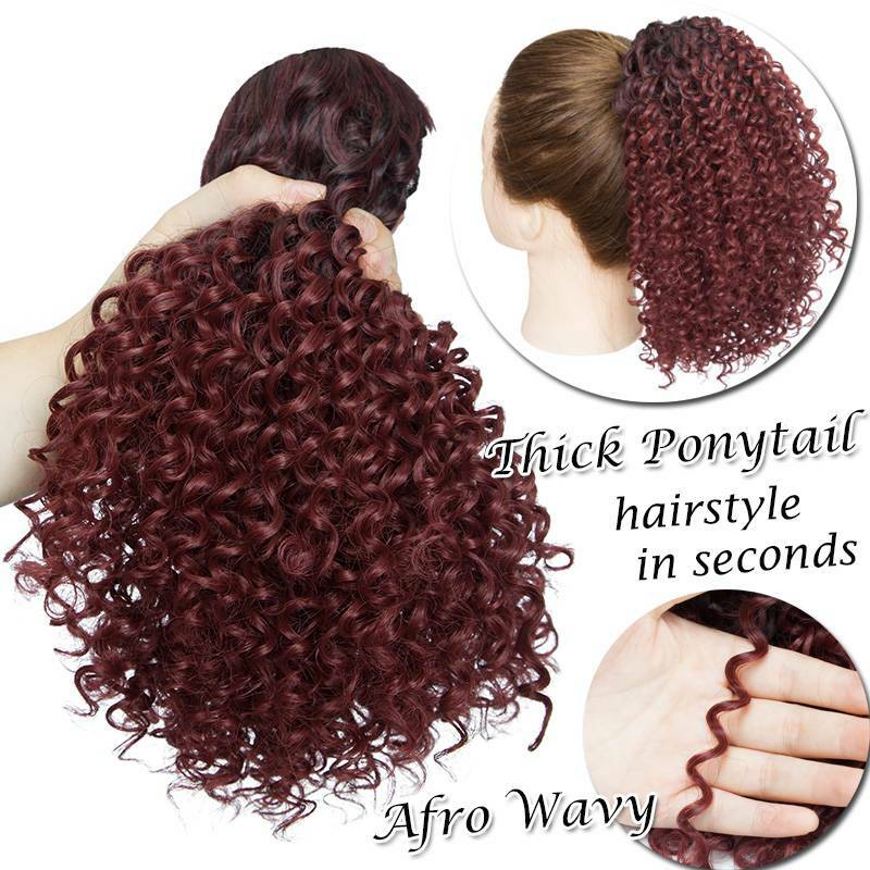 Extra Thick Curly Wavy Bun Drawstring Ponytail Hair Piece Extension Black Brown