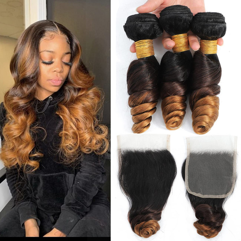 Dream Diana Ombre Bundles Closure Loose Wave Bundles Closure Human Hair Bundles