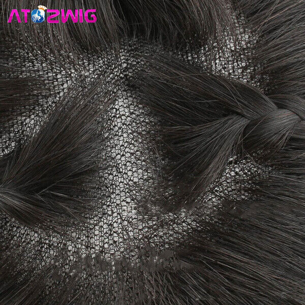 Women PU Base Silk Closure Human Hair Topper Toupee Straight Natural Remy Hair