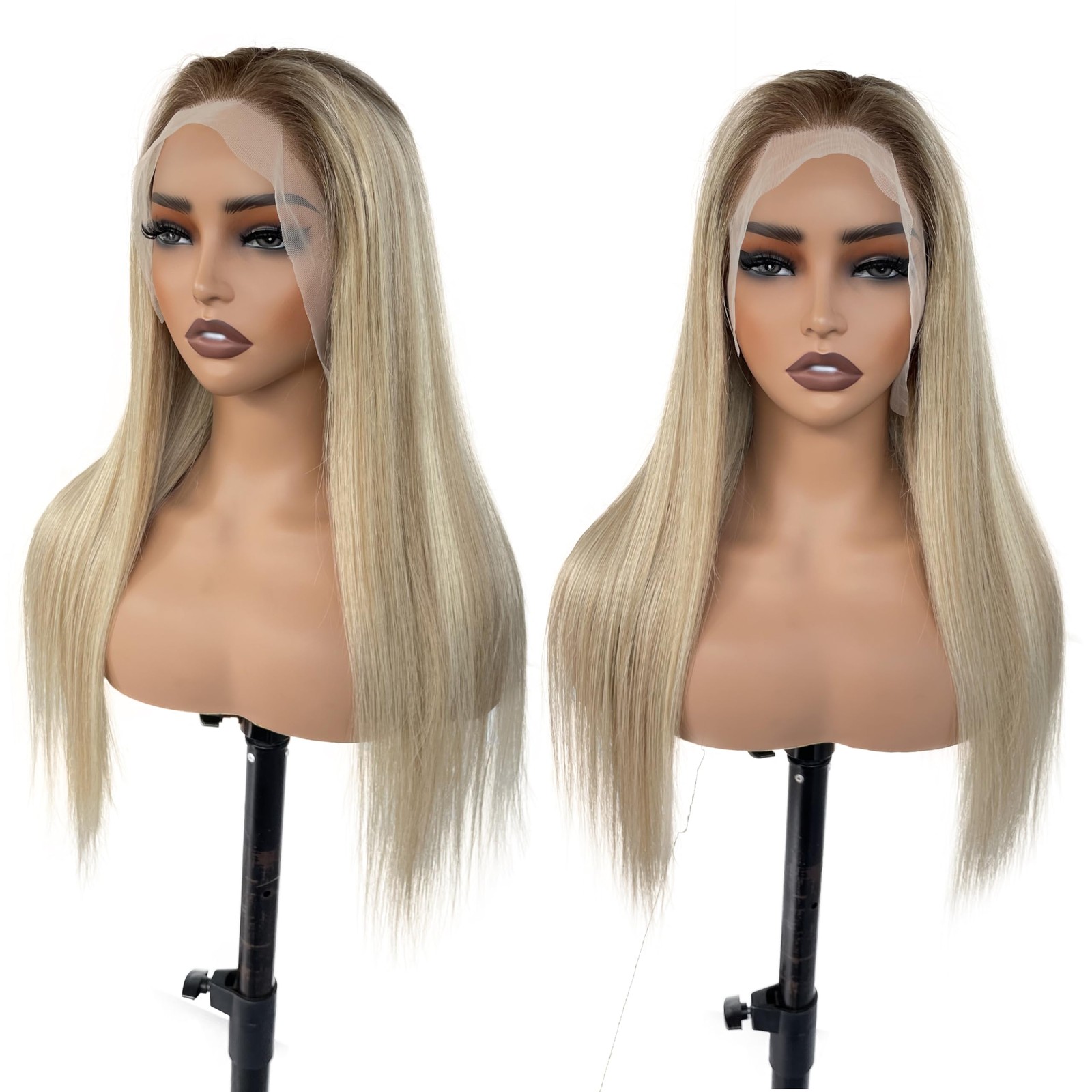 Highlight 13×6 HD Lace Front Human Hair 20 Inch Balayage Ash Brown to Beige B…