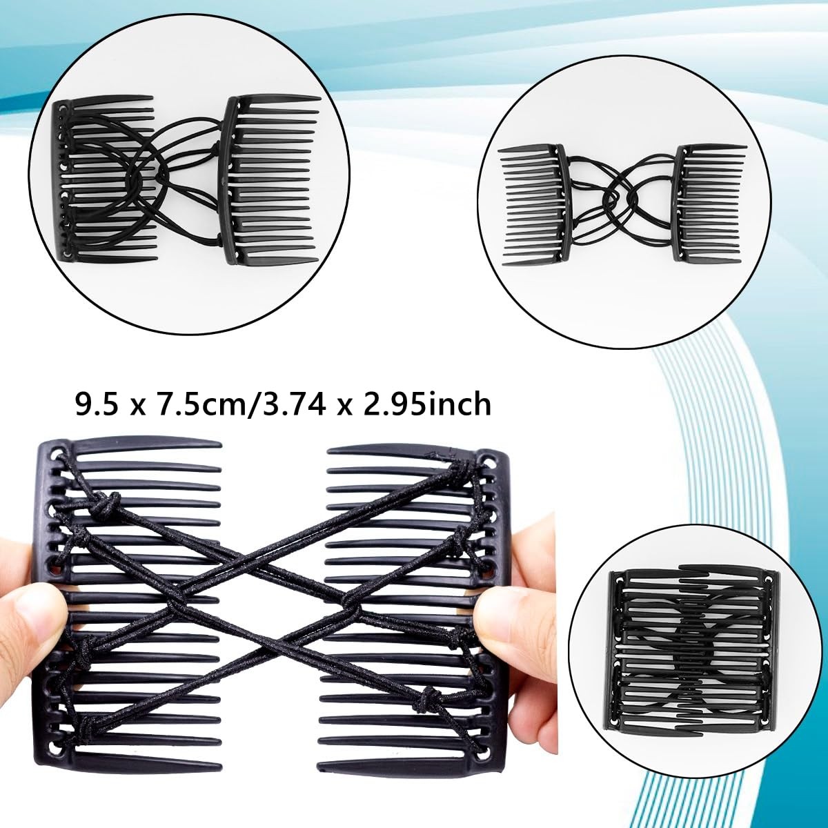 5 Pieces Elastic Magic Hair Comb Stretchy Double Comb Hair Forks Clips for Women