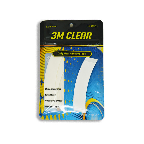 1522 Double Sided Clear Daily Wear 3/4″ X 3″ C Contour Wig 3M Toupee Tape 108PCS