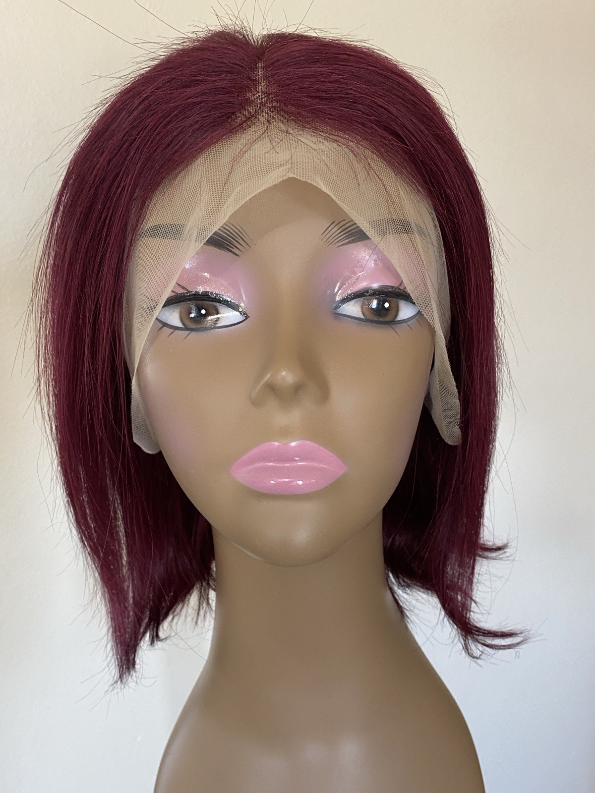12 Inch Burgundy Red Wig 13×4 Lace Front Wig Human Hair Bob Glue-less Preplucked