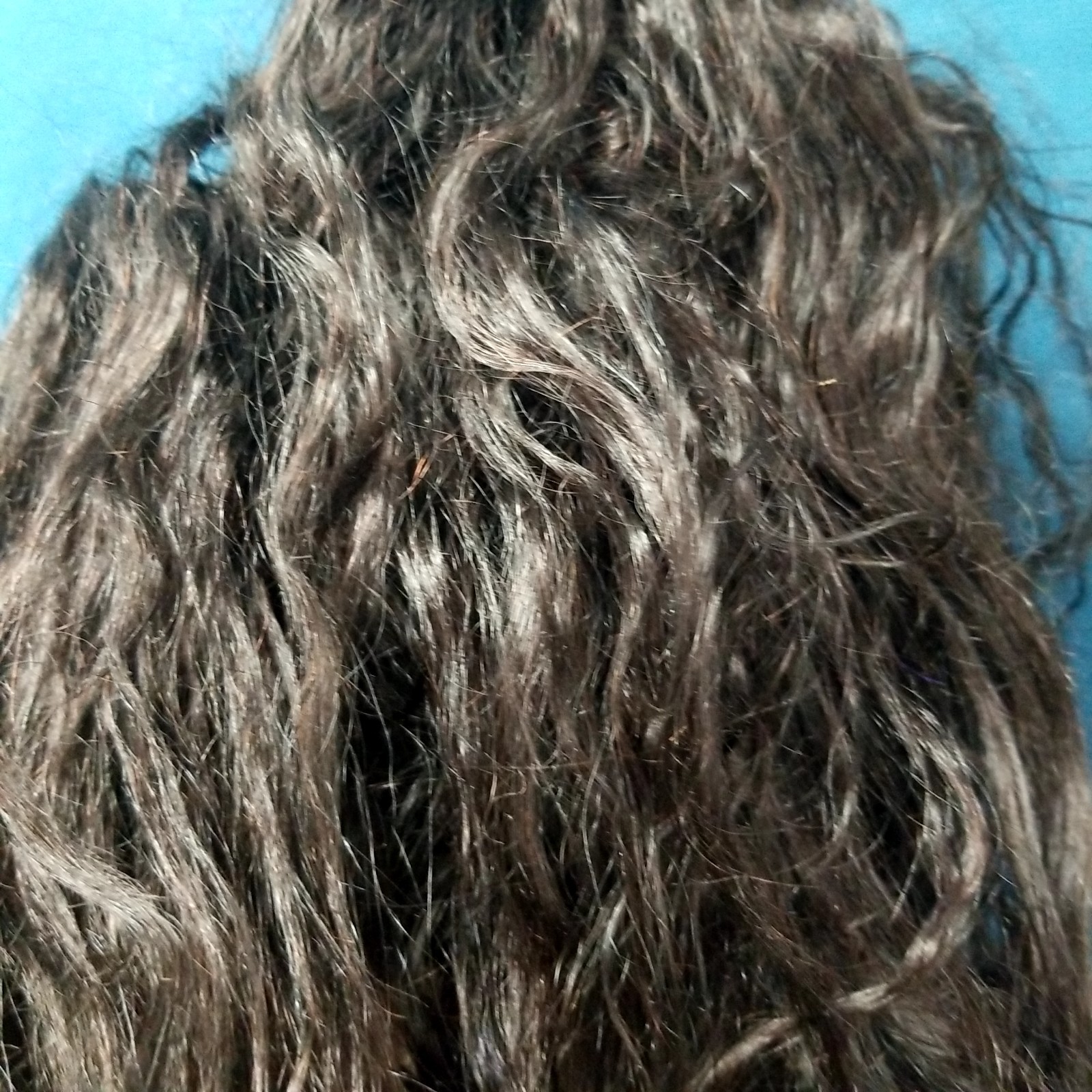 Luvme Real Hair Wig Long Black Crimped W/New Wig Cap Tools Kit
