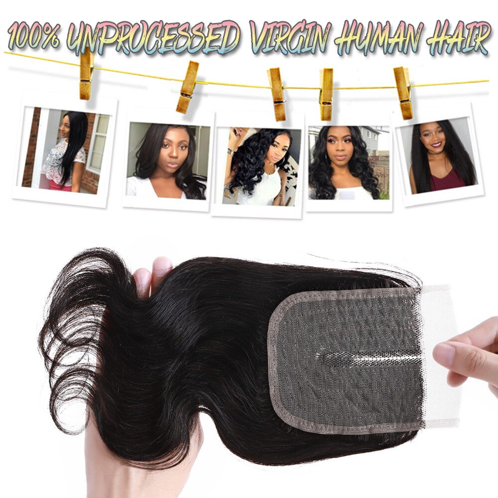 4*4 Middle Part TOP Lace Closure Malaysian 100% Virgin Human Hair Extensions USA