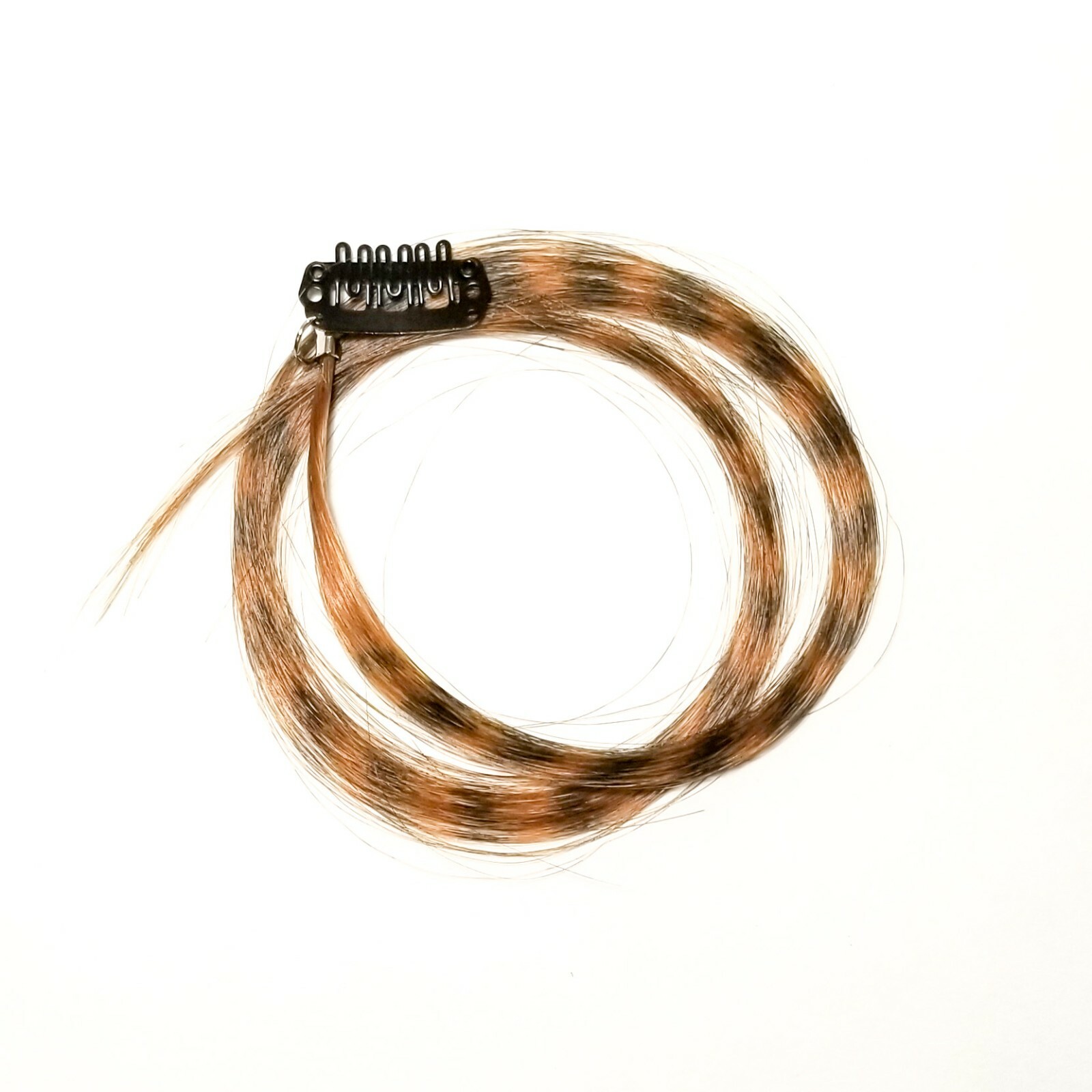 Brown feather hair extension clip in, thin strand