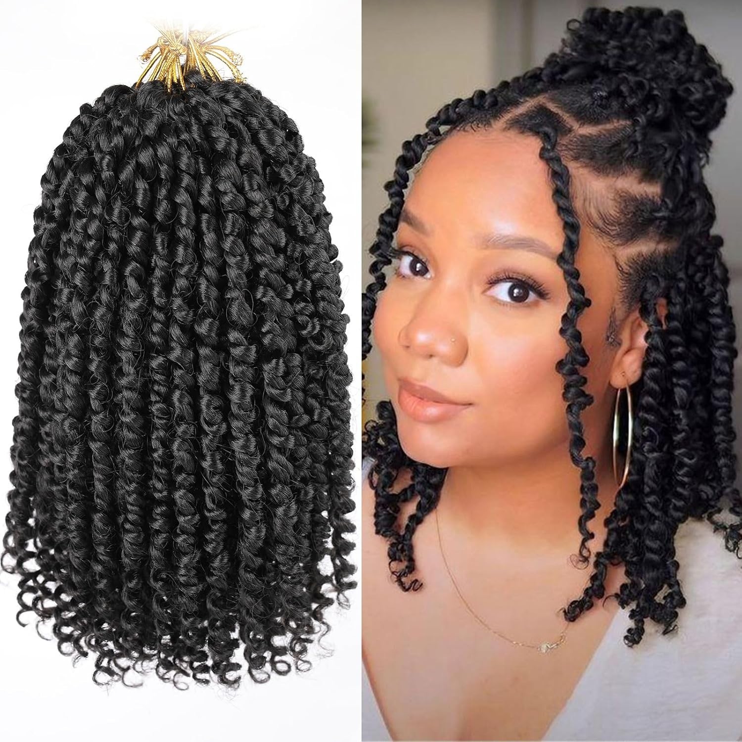 10 Inch Pre-Looped Passion Twist Crochet Hair – 8 Packs Pretwisted Bohemian Brai