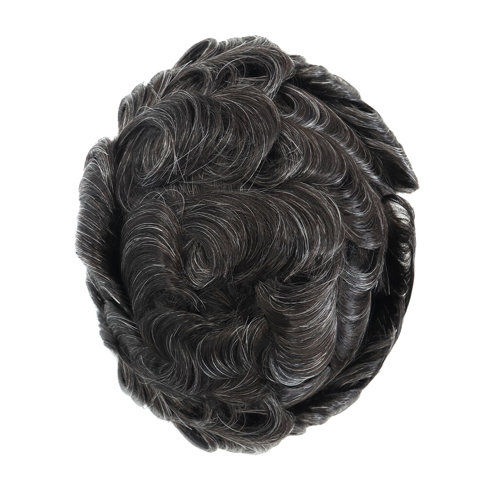 Mens Human Hair Replacement System Hairpiece Fine Mono Poly Skin Gent Toupee8x10
