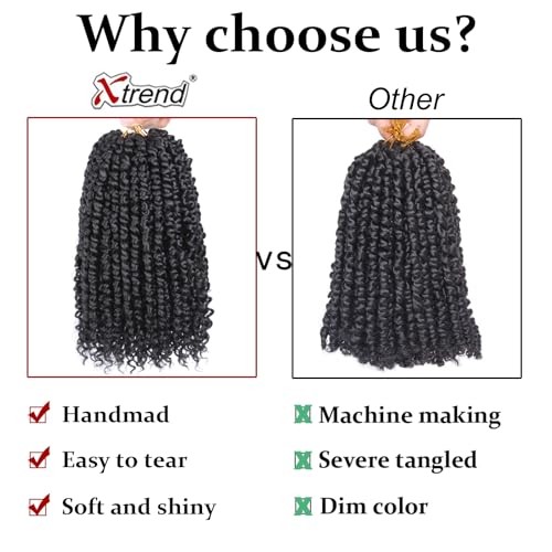 8 Packs Passion Twist Crochet Hair 10 Inch Pre Twisted 10 Inch (Pack of 8) 1B#