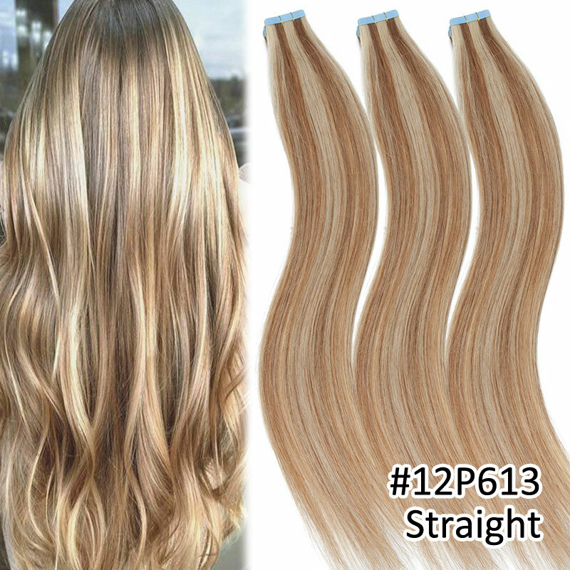 Thick 200g 80pcs Tape In Remy Human Hair Extensions Skin Weft BLONDE BALAYAGE US