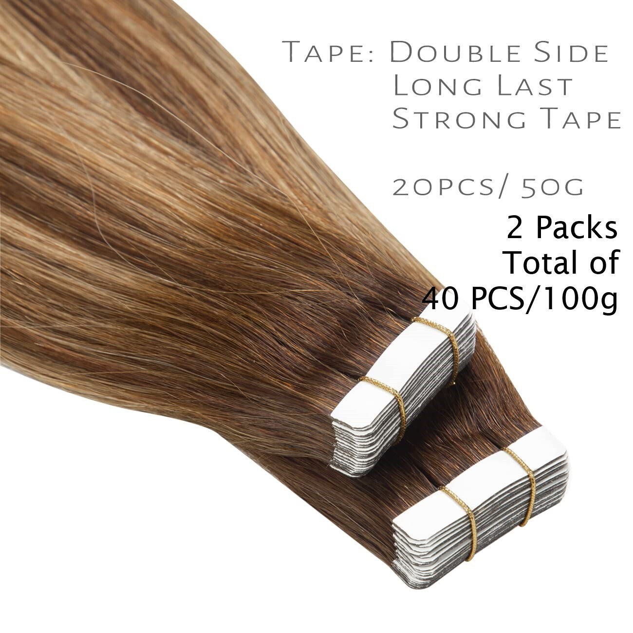 LacerHair Brown to Caramel Blonde Human Hair Ext 18” 100g 40pcs R#4- 4/27