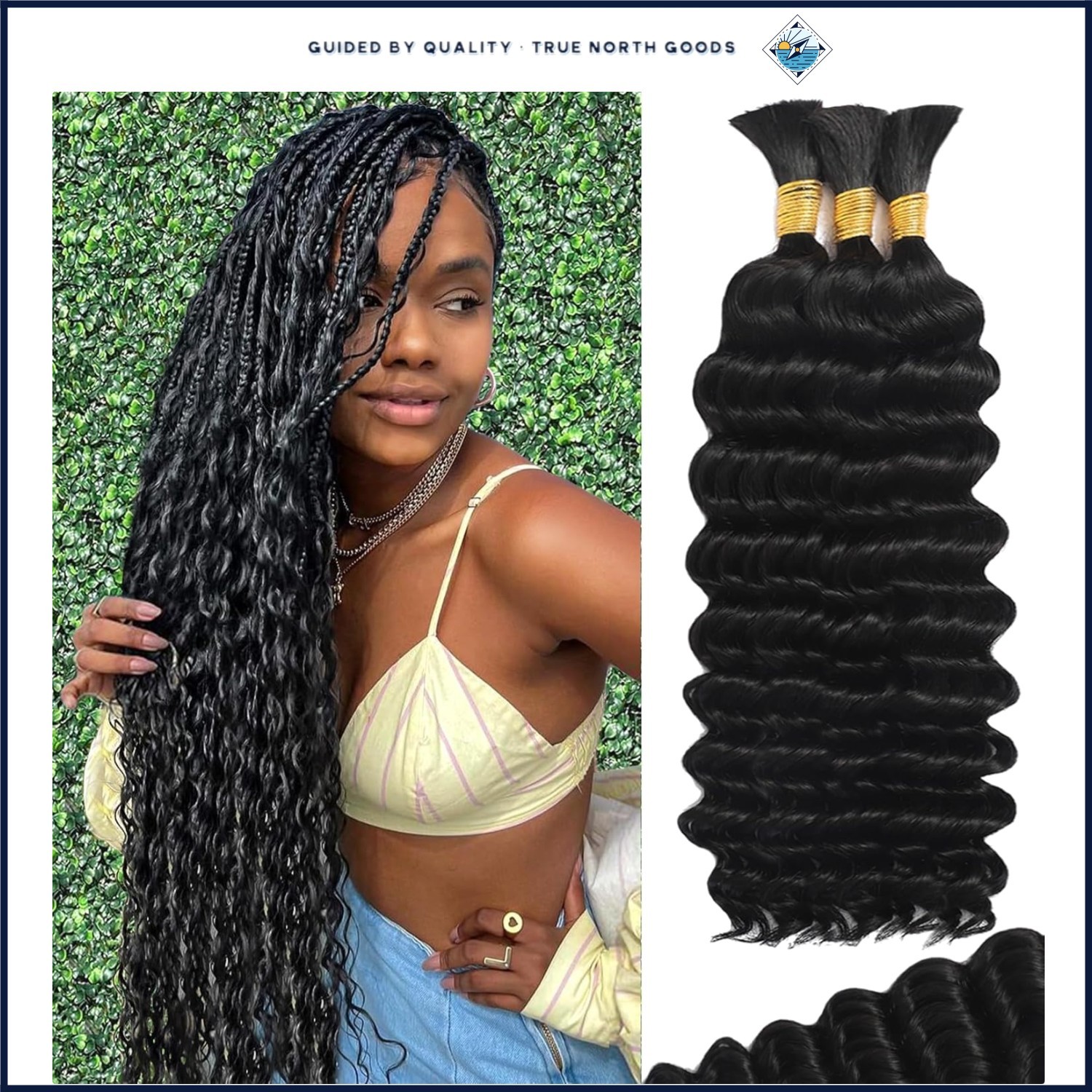 Reusable Curly Boho Hair Extensions, 3 Bundles, Natural Color, Hypoallergenic