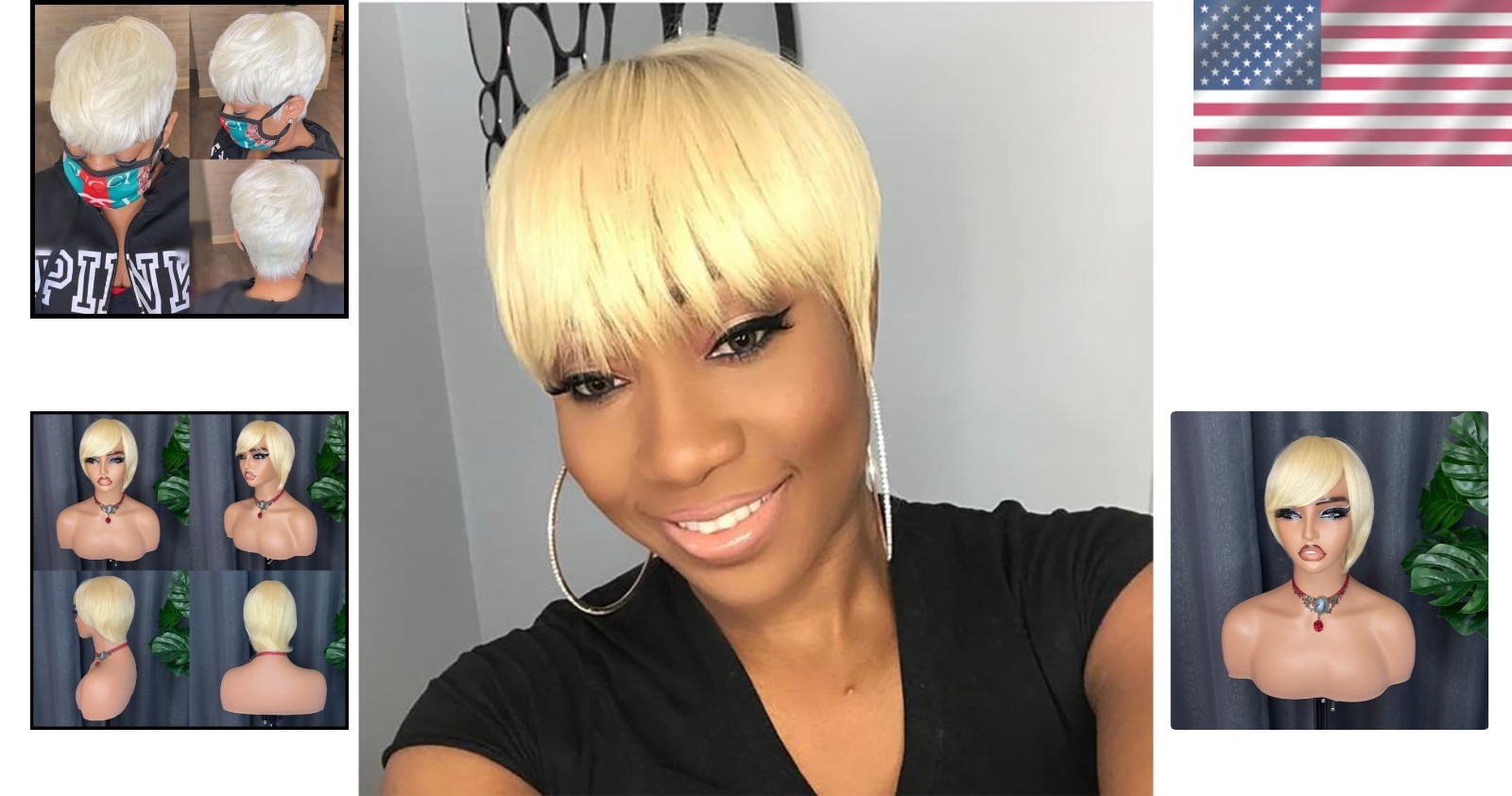 Elegant 613 Blonde Pixie Cut Wig for Black Women – 100% Human Hair, 150% Density
