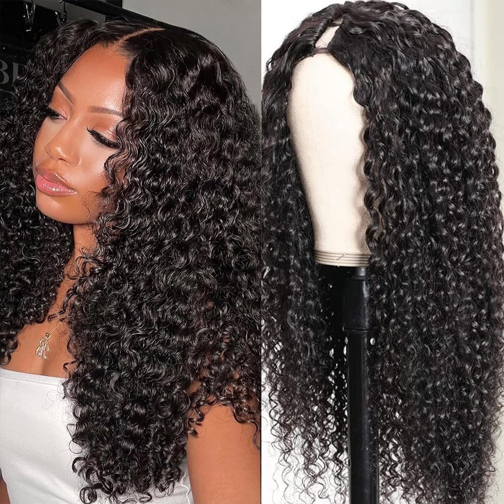 V Part Wigs Human Hair Jerry Curly Glueless Wigs Human Hair Clip in Vpart Wig