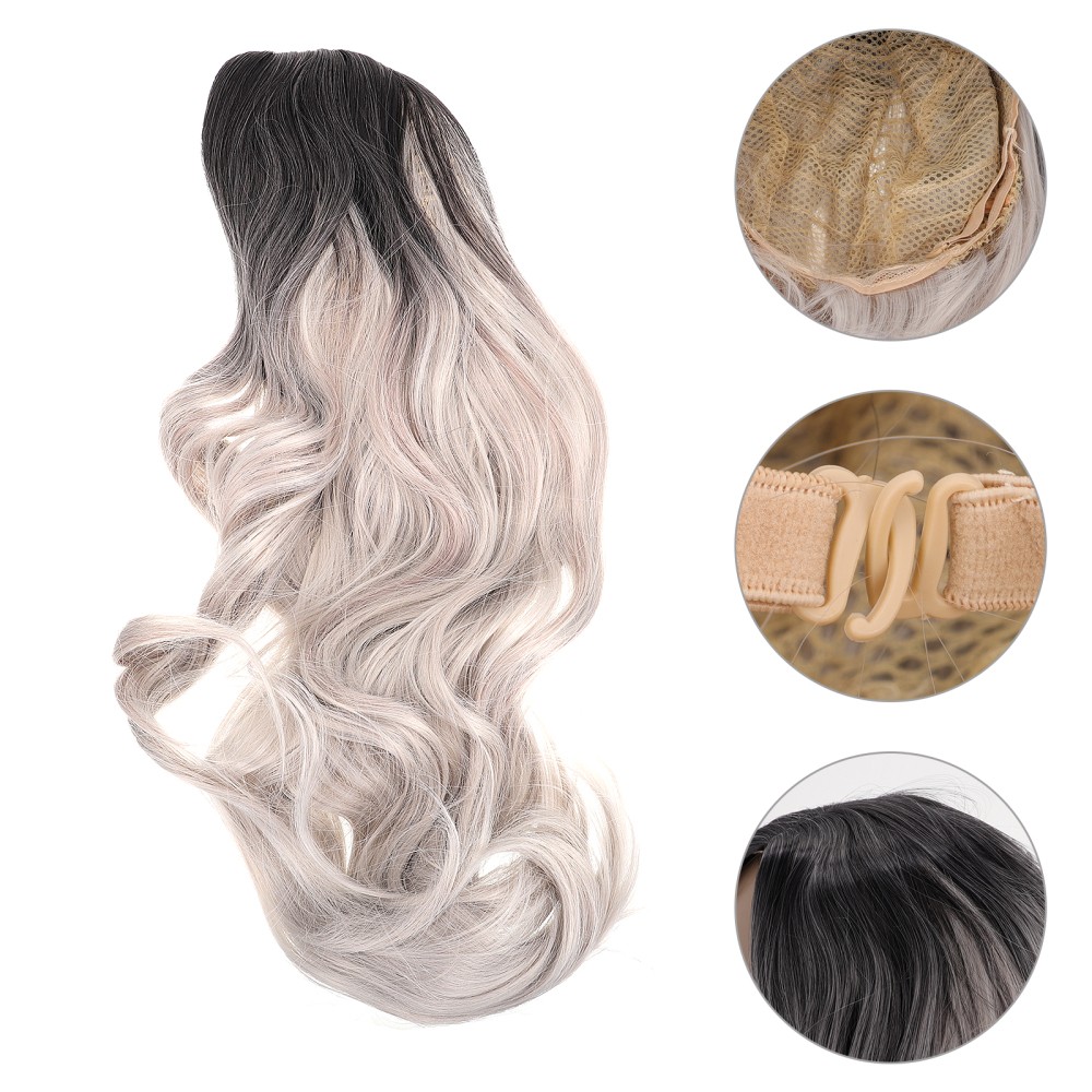 Grey Long Curly Fiber Wig Heat Resistant Fashionable Wig for Women