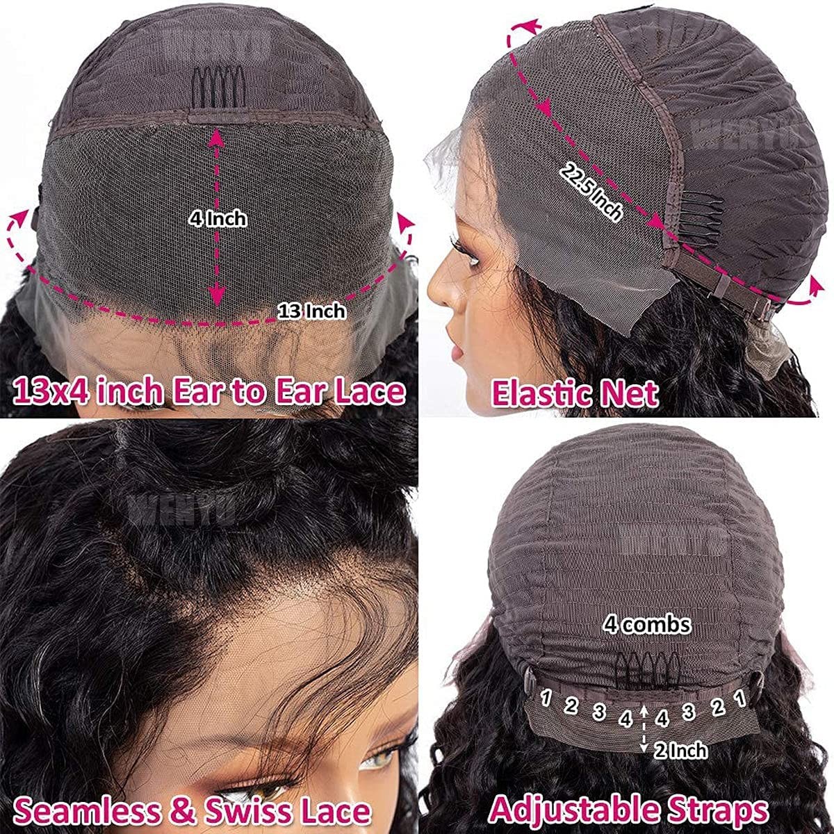 Wenyu 26 Inch Lace Front Wigs Human Hair Curly 13X4 Lace Frontal Human Hair