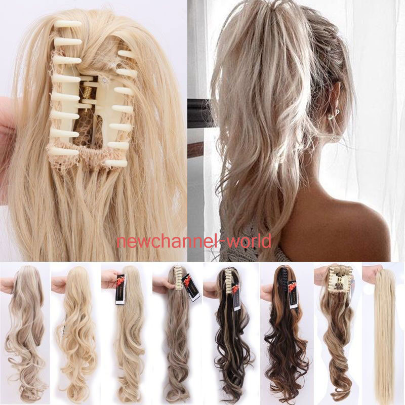100% Natural Long Ponytail Thick Lady Claw Clip on in Pony Tail Hair Extensions