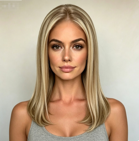 14inch Ombre Blonde Brown Highlight Human Hair Lace Front Wigs 180% Brown Roots