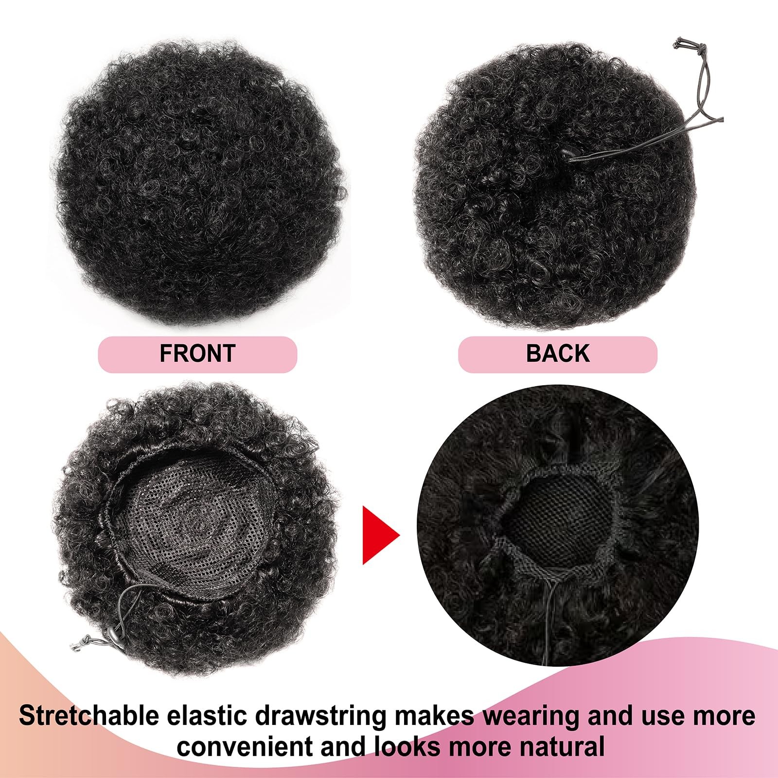 Afro Puff Ponytail 6 Inch 100% Virgin Human Hair Drawstring Extension – Natural