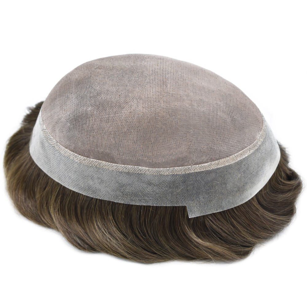 Mens Toupee Hairpiece Mono Poly Around Hair Replacement System for Men Wig Units