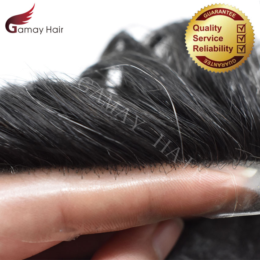 Mens Toupee Invisible Real Human Hairpiece Full Poly Thin Skin PU Wigs 8×10
