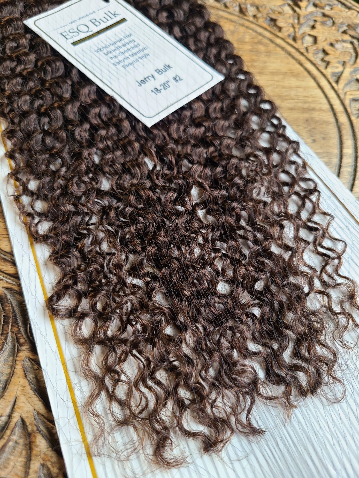 ESQ Remy 100% Human Hair Bulk Jerry Curl 18-20″ Color #2 Dark Brown Hair Trend