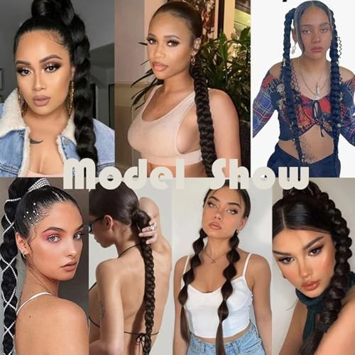 2Pcs Braided Ponytail Extensions with Hair Ties Soft Synthetic Hair Pieces