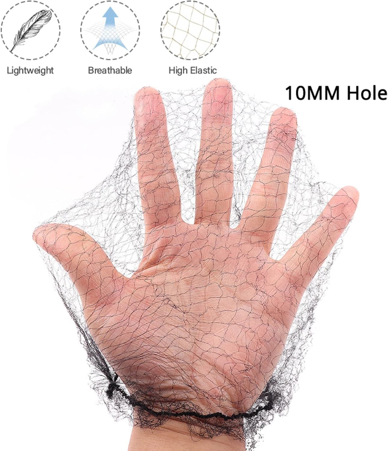 Disposable Black Hair Nets, Invisible & Lightweight, 100 Pcs