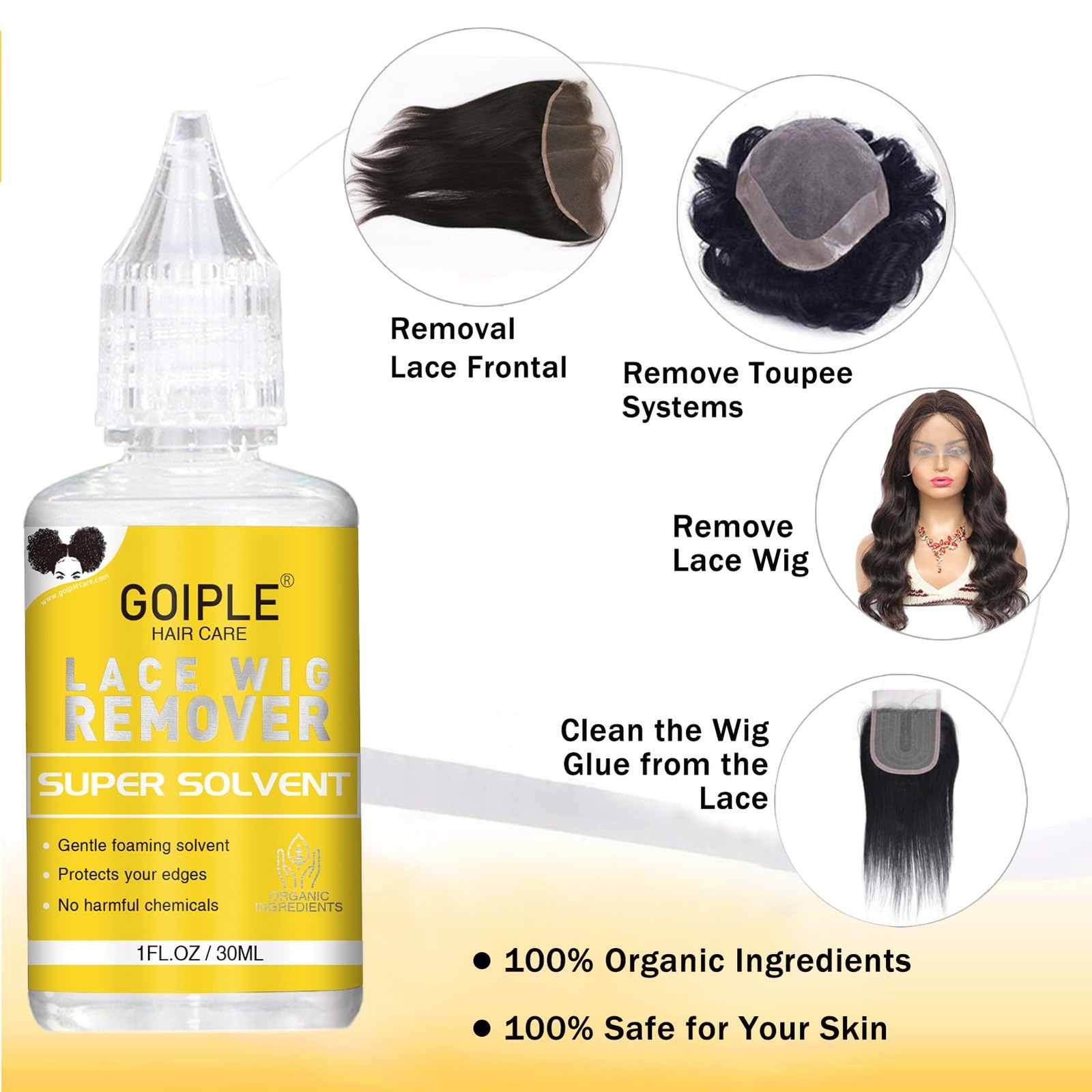 Wig Accessory Kit Glue, Remover, Caps, Band, Wax Stick, Edge Brush, 29PCS