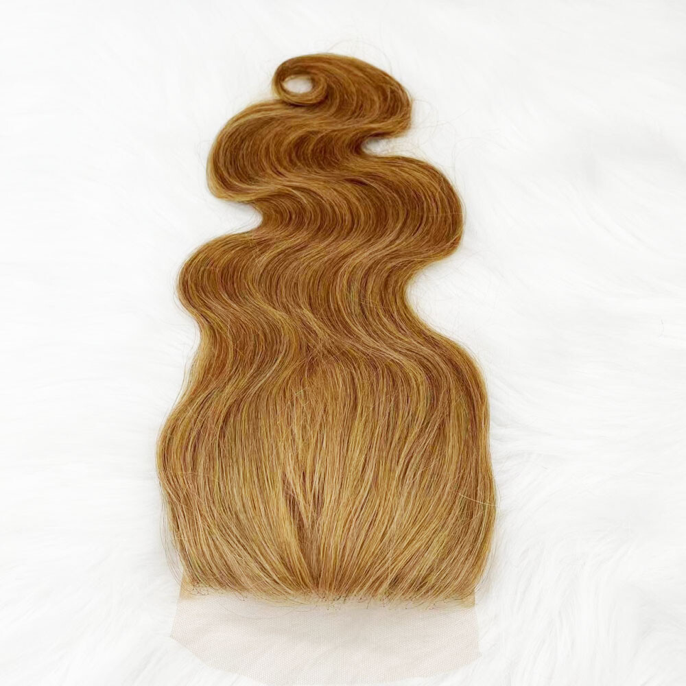 5″x5″ Honey Blonde Silk Base Lace Closure Human Hair Skin Top Closure Body Wave