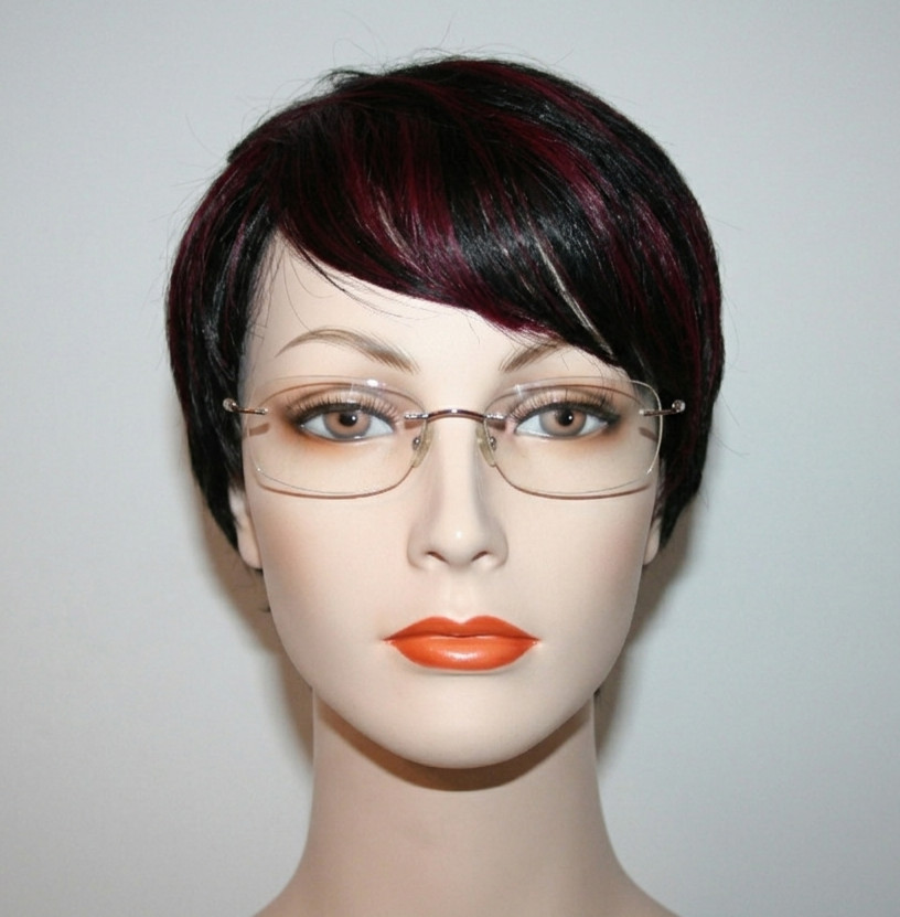 EDGY Short Burgundy Black Pixie Wig women natural bang daily use boy cut party