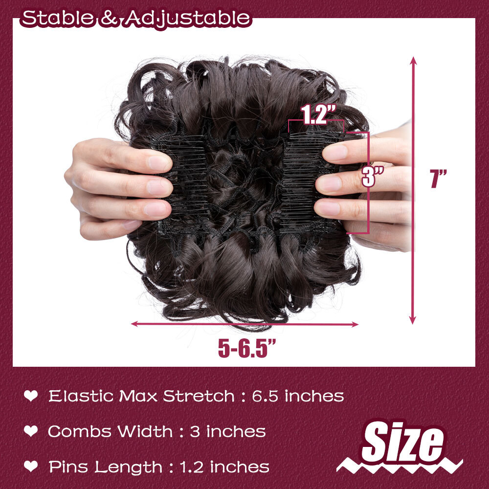 100% Thick Messy Bun Clip In Hair Extensions Curly Scrunchie Updo Chignon Combs