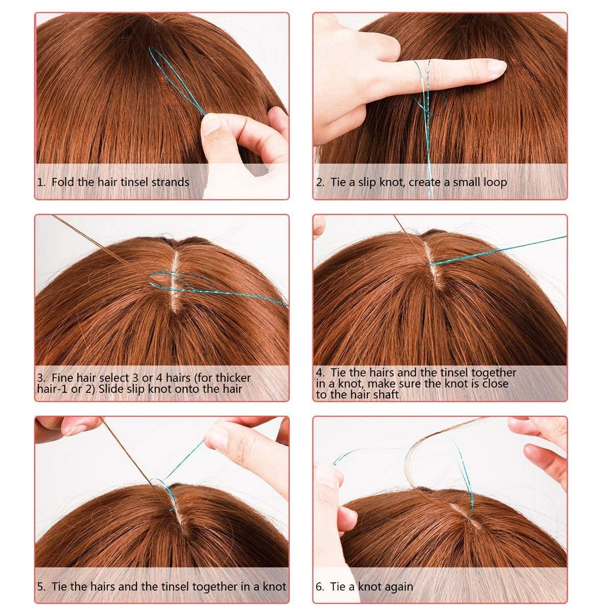 16 Color Fairy Hair Extensions Kit – 48 Inch Heat Resistant Sparkling Strands