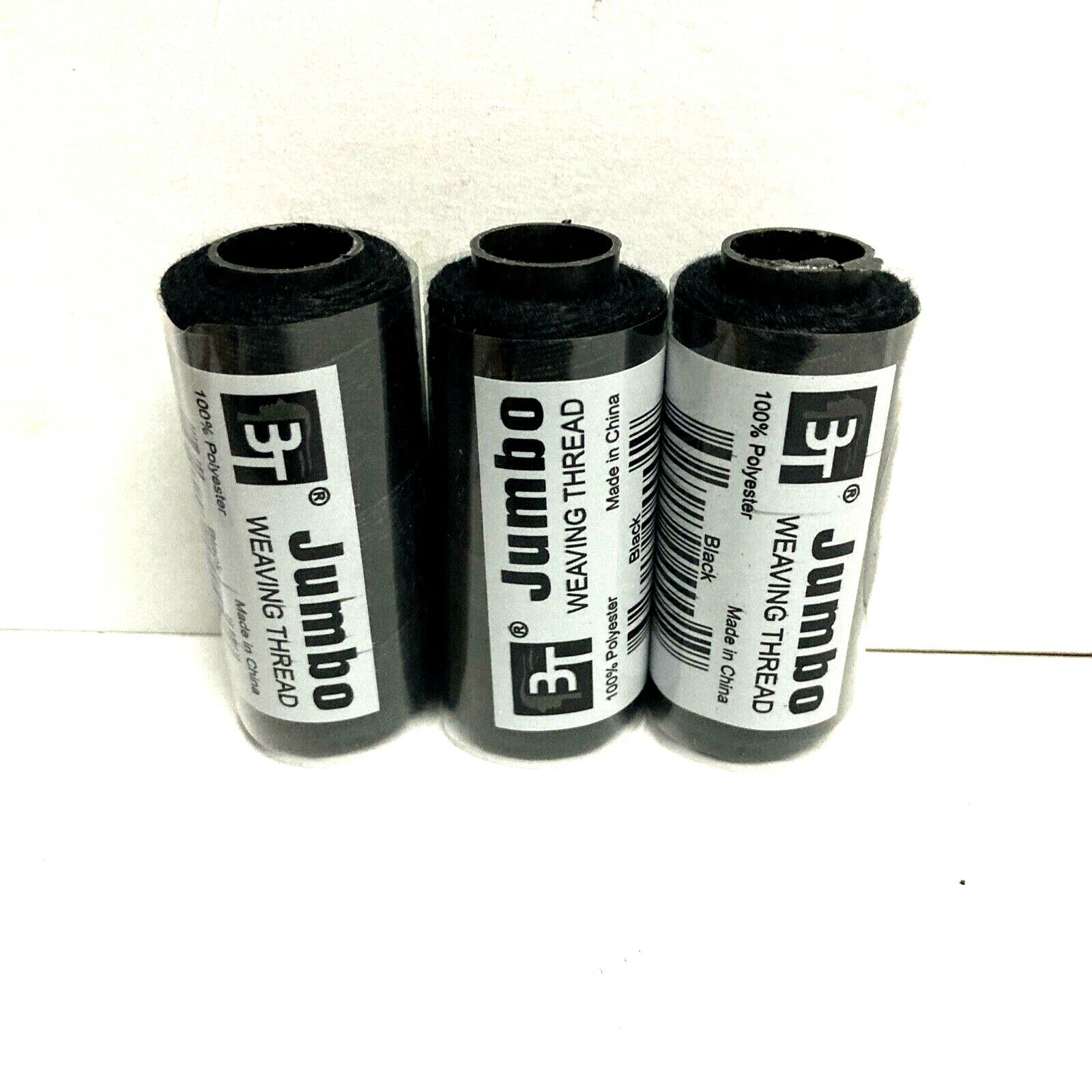 3 BLACK JUMBO WEAVING THREAD FOR WEFT HAIR BRAID EXTENSIONS ETC 100% POLYSTER.