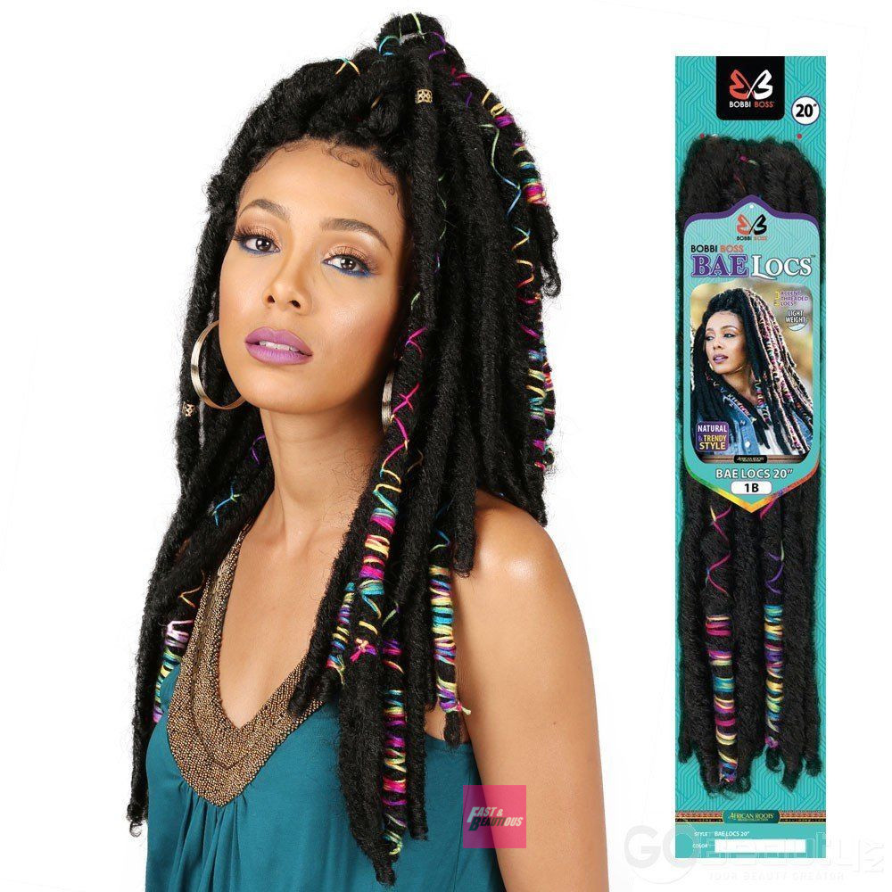 BAE LOCS 20″ – BOBBI BOSS PRE LOOPED CROCHET LOCS WITH 2 ACCENT THREADED LOCS