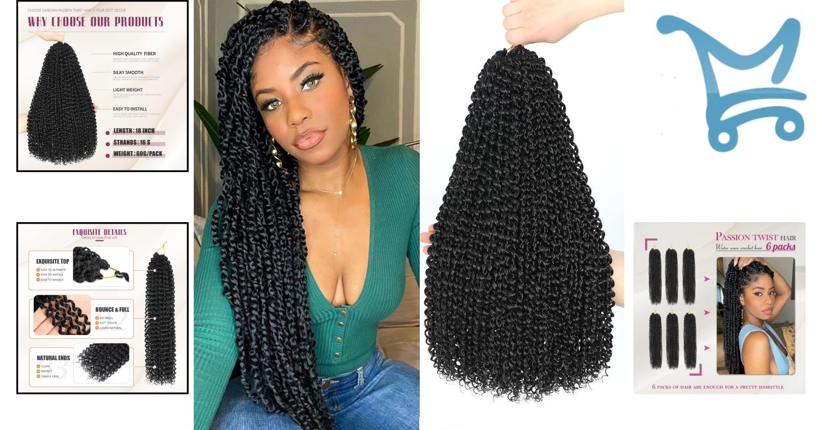 Water Wave Crochet Hair Synthetic 18 Inch for Boho Locs Faux Locs Braids