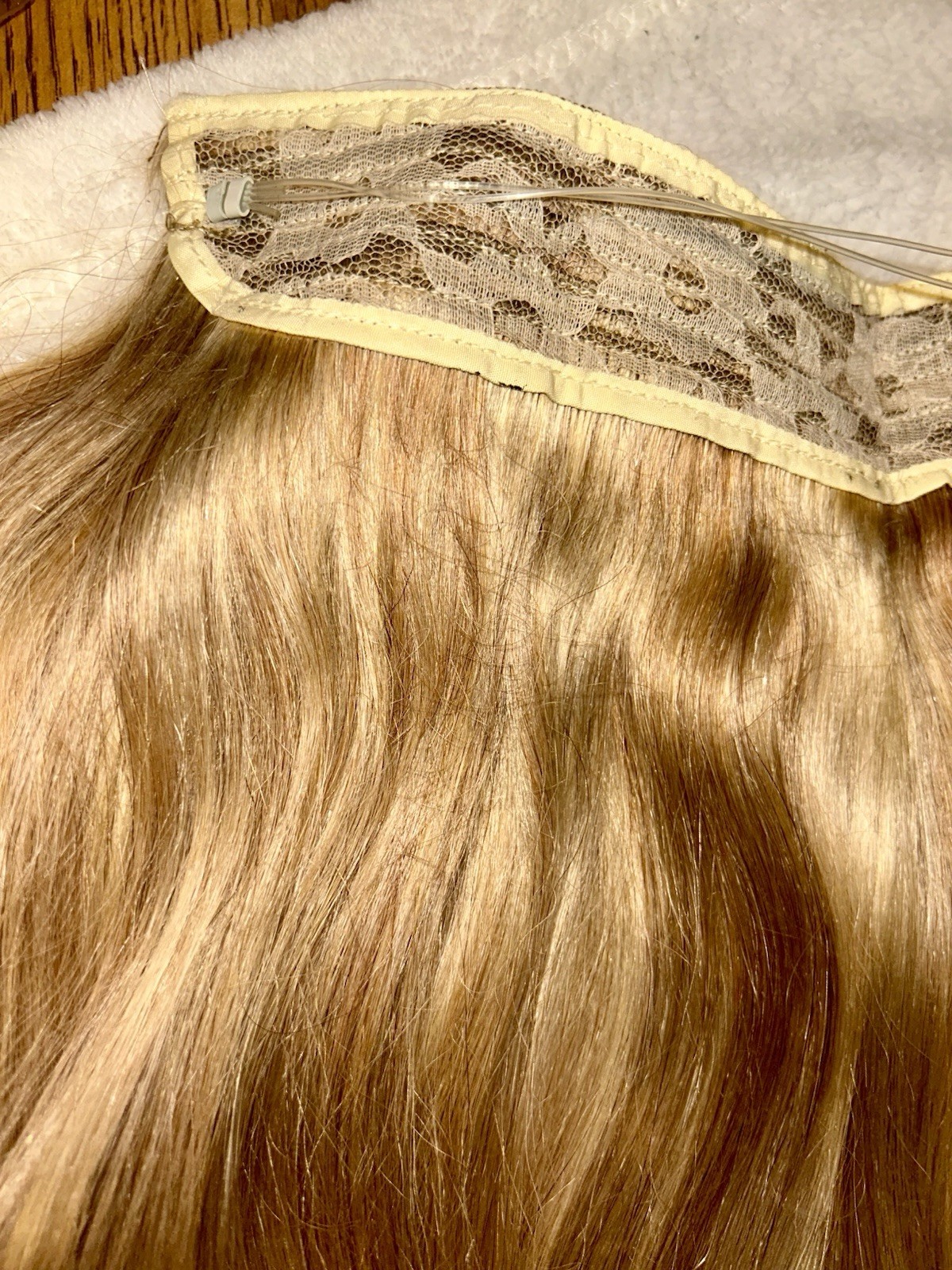 Blonde W Highlights Halo Hair Extensions daydream hidden crown 18” Color 60/8